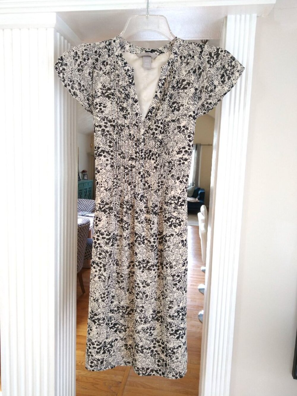 H&M Conscious Black White Floral Short Sleeve Dress Size XSS
